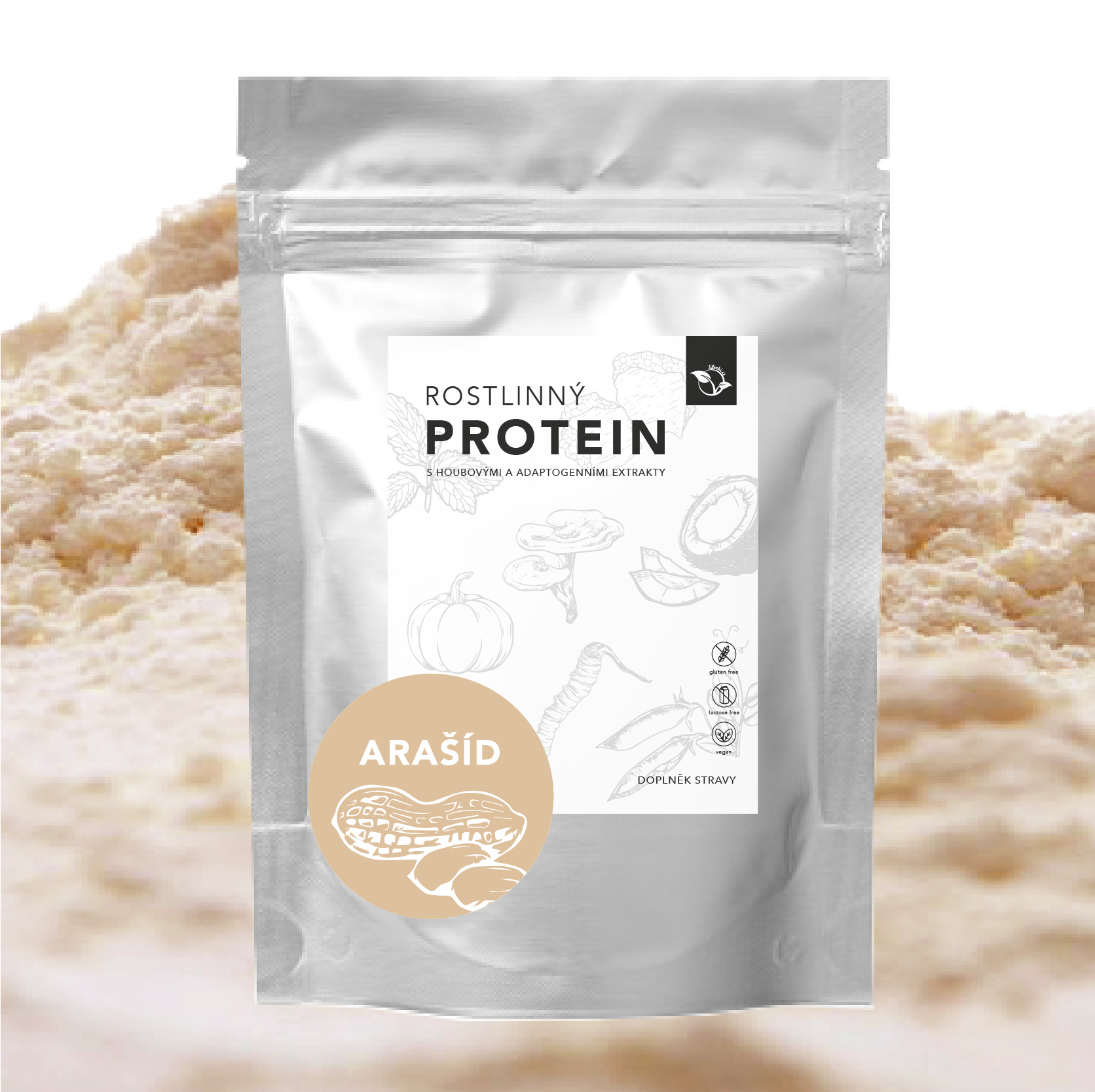 MycoProtein - Rostlinný PROTEIN s houbovými a adaptogenními extrakty ARAŠÍD (500 g)